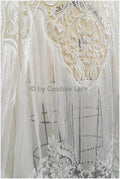 Fringed Boho Lace Fabric Off-White/ Lace Fabric with Fringes/ Boho Bridal Lace Fabric/ Bridal Lace with Flowers// L20-376