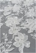 Floral lace fabric off-white/ floral lace with sequins/ floral lace/ romantic bridal lace// L20-367