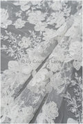 Floral lace fabric off-white/ floral lace with sequins/ floral lace/ romantic bridal lace// L20-367