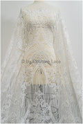 Tissu de dentelle en mousseline de soie de luxe/ dentelle de mariée au crochet blanc cassé/ dentelle de mariée boho// L20-370