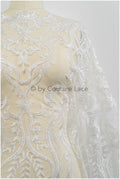 Boho bridal lace fabric with leaf pattern, wedding lace fabric, boho wedding dress, bridal lace fabric, vintage wedding dress lace// L20-378