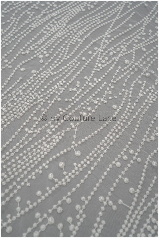 Spitzenstoff mit Linien & Punkten/ wellenförmiger Braut Spitzenstoff Off-White/ Boho Hochzeitskleid Spitze/ Braut Spitzenstoff/ Vintage Hochzeitskleid Spitze// L20-379