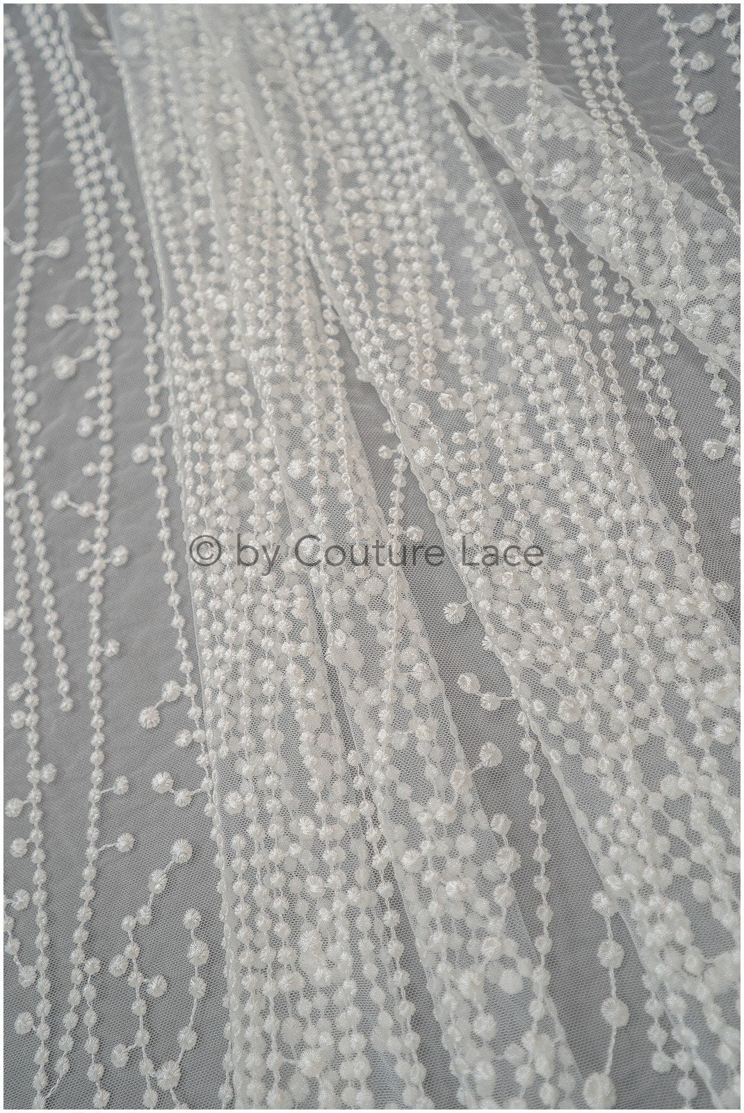 Spitzenstoff mit Linien & Punkten/ wellenförmiger Braut Spitzenstoff Off-White/ Boho Hochzeitskleid Spitze/ Braut Spitzenstoff/ Vintage Hochzeitskleid Spitze// L20-379