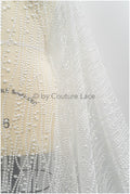 Spitzenstoff mit Linien & Punkten/ wellenförmiger Braut Spitzenstoff Off-White/ Boho Hochzeitskleid Spitze/ Braut Spitzenstoff/ Vintage Hochzeitskleid Spitze// L20-379