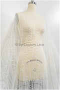 Spitzenstoff mit Linien & Punkten/ wellenförmiger Braut Spitzenstoff Off-White/ Boho Hochzeitskleid Spitze/ Braut Spitzenstoff/ Vintage Hochzeitskleid Spitze// L20-379