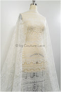 Boho striped pattern lace fabric/ bridal lace fabric off-white/ boho wedding dress lace/ bridal lace/ vintage bridal lace// L20-395