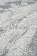 Beautiful pearl lace fabric off-white/ Couture lace fabric with pearls &amp; sequins/ Bridal lace// L20-402