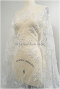 Beautiful pearl lace fabric off-white/ Couture lace fabric with pearls &amp; sequins/ Bridal lace// L20-402