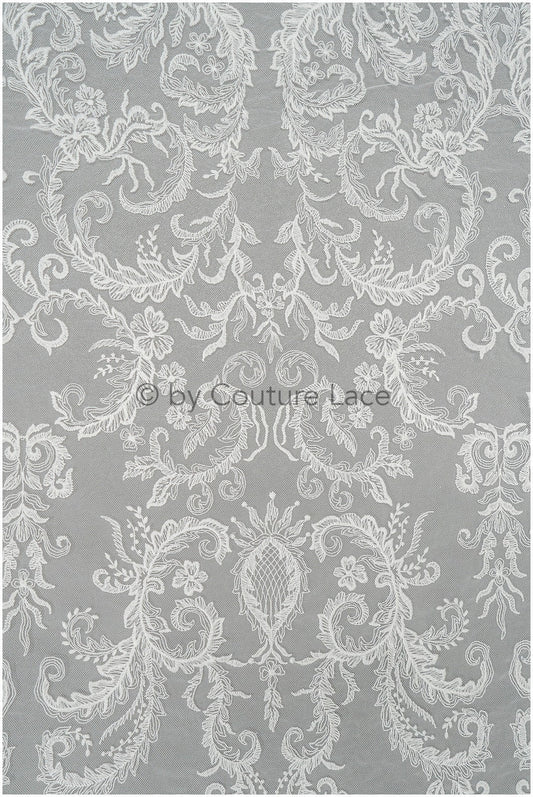 Filigree embroidered lace fabric off-white/ bridal lace/ boho bridal lace/ vintage bridal lace/ floral lace fabric// L20-404