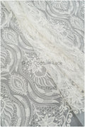 Boho peacock lace fabric off-white/ bridal lace fabric with sequins/ boho bridal lace/ vintage bridal lace/ floral lace// L20-405