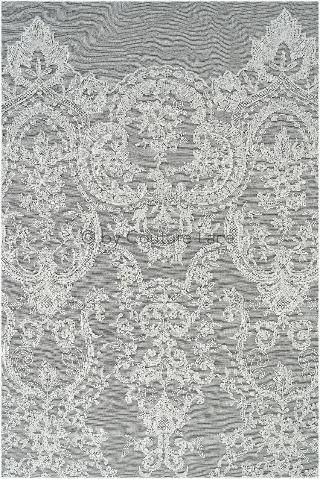 Filigree embroidered lace fabric, cotton bridal lace, boho bridal lace, vintage bridal lace, floral cotton lace fabric// L20-042N