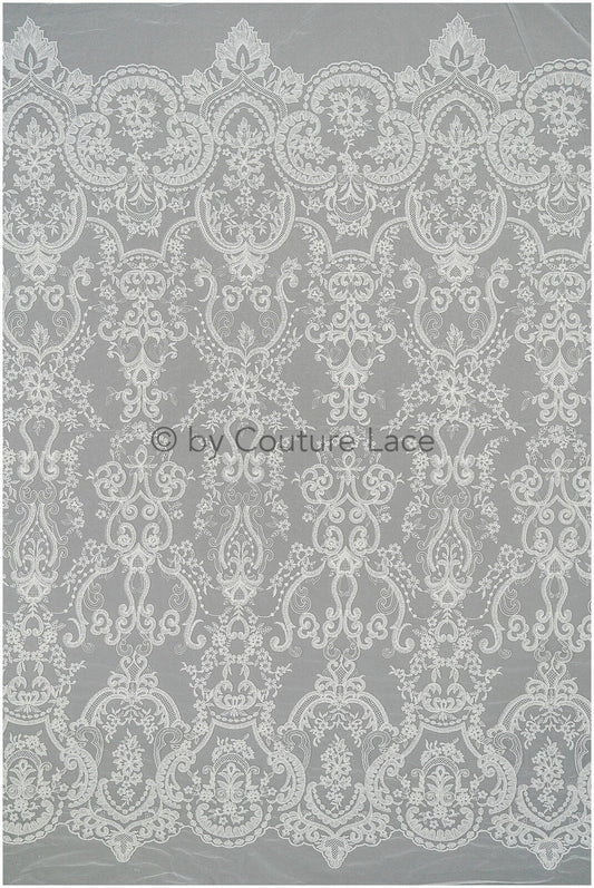 Filigree embroidered lace fabric, cotton bridal lace, boho bridal lace, vintage bridal lace, floral cotton lace fabric// L20-042N