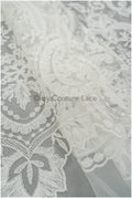 Filigree embroidered lace fabric, cotton bridal lace, boho bridal lace, vintage bridal lace, floral cotton lace fabric// L20-042N