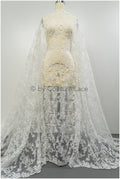 Romantischer Braut Spitzenstoff Off-White/ Braut Spitzenstoff/ Blumenspitze für Brautkleider/ Brautspitze// L20-007NC