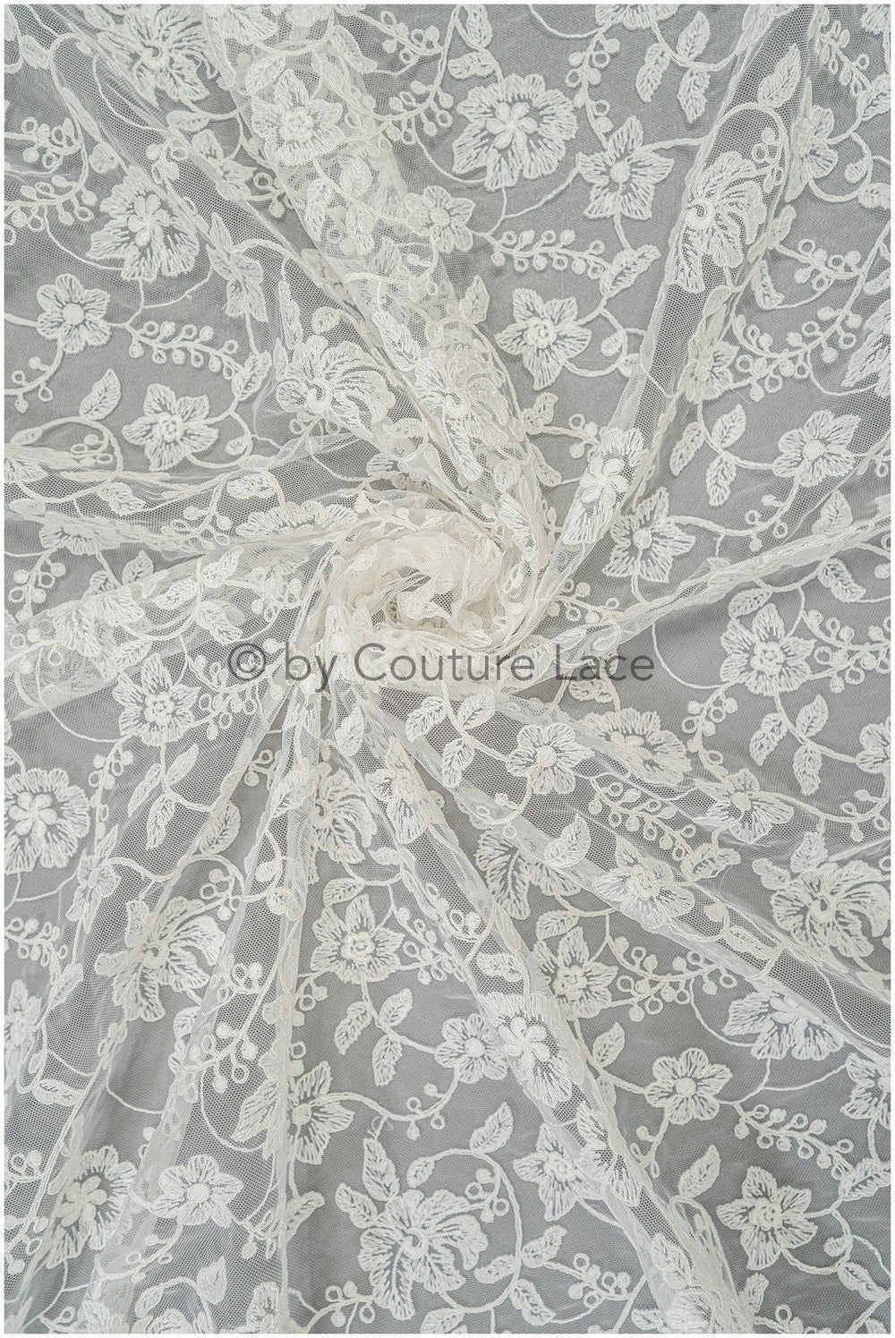 Romantischer Braut Spitzenstoff Off-White/ Blumen Spitzenstoff/ Blumenspitze/ Brautspitze Stoff// L20-070C