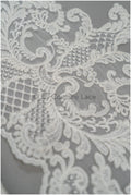 Bridal lace trim/ off-white embroidered lace trim/ elegant lace embroidery// T21-142