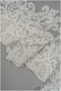 Bridal lace trim/ off-white embroidered lace trim/ elegant lace embroidery// T21-142