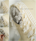 Crochet lace with feather pattern/ Guipure lace trim off-white/ crocheted lace trim for wedding dresses/ feather lace trim// T21-138