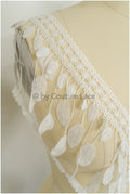 Crochet lace with feather pattern/ Guipure lace trim off-white/ crocheted lace trim for wedding dresses/ feather lace trim// T21-138