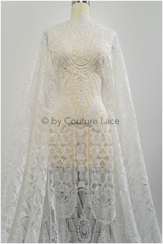 Boho Spitzenstoff Off-White/ Boho Braut Spitze/ Hochzeitskleid Spitze/ Brautspitzenstoff/ Vintage Brautspitze// L20-396