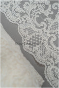 Bridal lace trim/ off-white embroidered lace trim/ elegant lace embroidery// T21-142