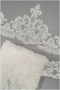 Bridal lace trim/ off-white embroidered lace trim/ elegant lace embroidery// T21-142