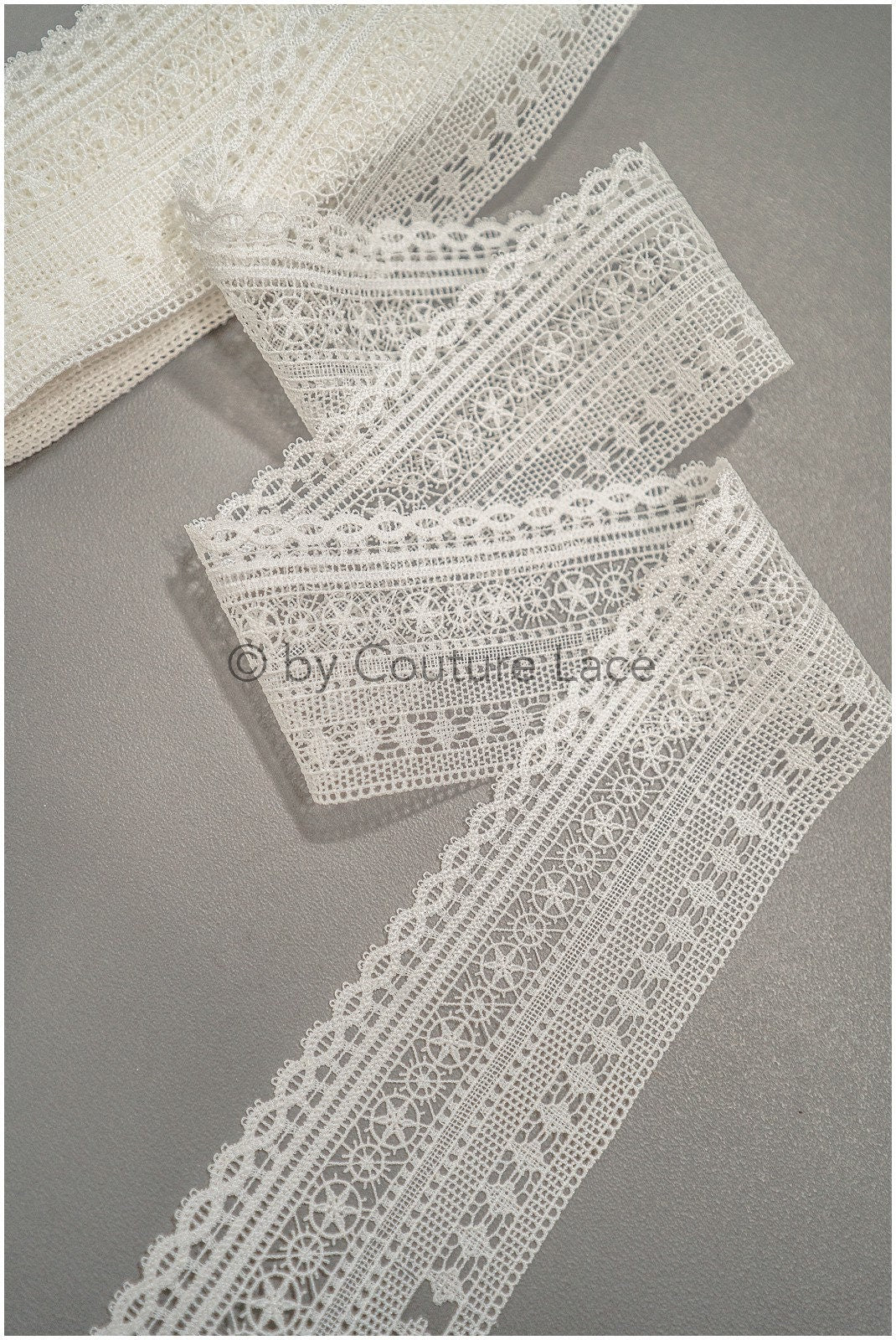 Beautiful crocheted lace trim/ off-white guipure lace/ crocheted bridal lace/ guipure lace trim// T21-133