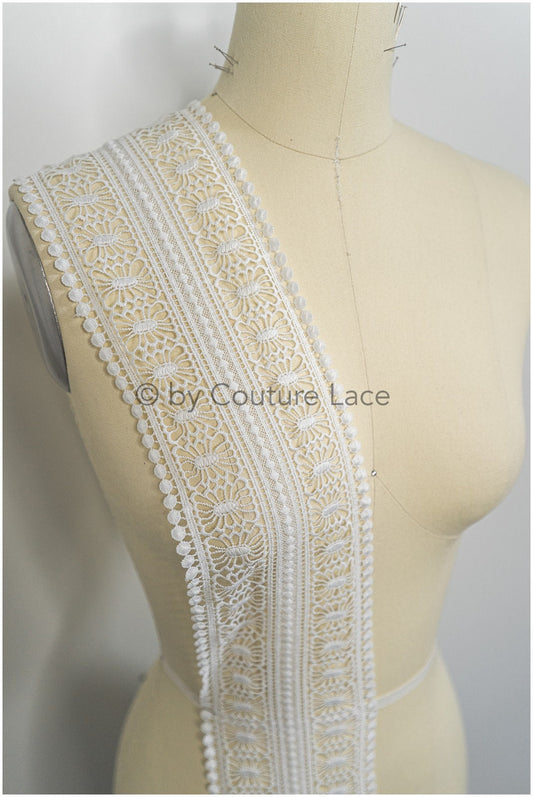 Crochet lace trim/ Guipure lace trim/ Bridal lace trim/ Boho wedding dress lace trim// T21-132