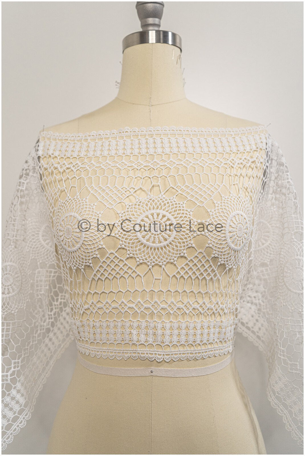 Beautiful crocheted lace border/ Guipure lace border off-white/ crocheted lace/ bridal lace border// T21-126