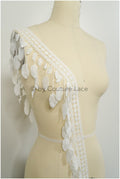 Crochet lace with feather pattern/ Guipure lace trim off-white/ crocheted lace trim for wedding dresses/ feather lace trim// T21-138