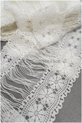 Guipure lace trim/ Off-white lace trim with fringes/ Bridal crocheted lace trim// T21-141