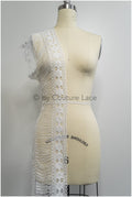 Guipure lace trim/ Off-white lace trim with fringes/ Bridal crocheted lace trim// T21-141