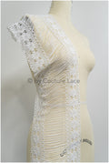 Guipure lace trim/ Off-white lace trim with fringes/ Bridal crocheted lace trim// T21-141