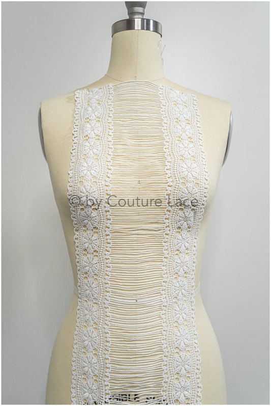 Guipure lace trim/ Off-white lace trim with fringes/ Bridal crocheted lace trim// T21-141