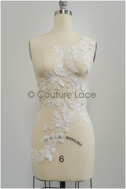 3D Blumen Applikationen, Braut Blumen Applikation, Braut Blumen Applikation, Hochzeitskleid Spitzen Applikation, Braut 3D Blumen Aufnäher// A21-064