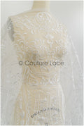 Orientalischer Spitzenstoff Off-White/ Hochzeitsspitze/ Braut Spitze/ Couture Spitze/ Brautkleid Hochzeitskleid Stoff// L21-050RY
