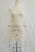 Orientalischer Spitzenstoff Off-White/ Hochzeitsspitze/ Braut Spitze/ Couture Spitze/ Brautkleid Hochzeitskleid Stoff// L21-050RY