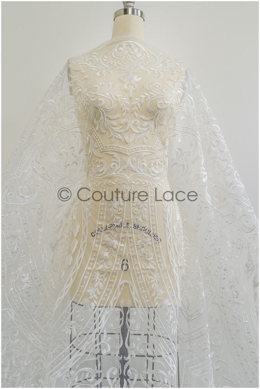 Orientalischer Spitzenstoff Off-White/ Hochzeitsspitze/ Braut Spitze/ Couture Spitze/ Brautkleid Hochzeitskleid Stoff// L21-050RY