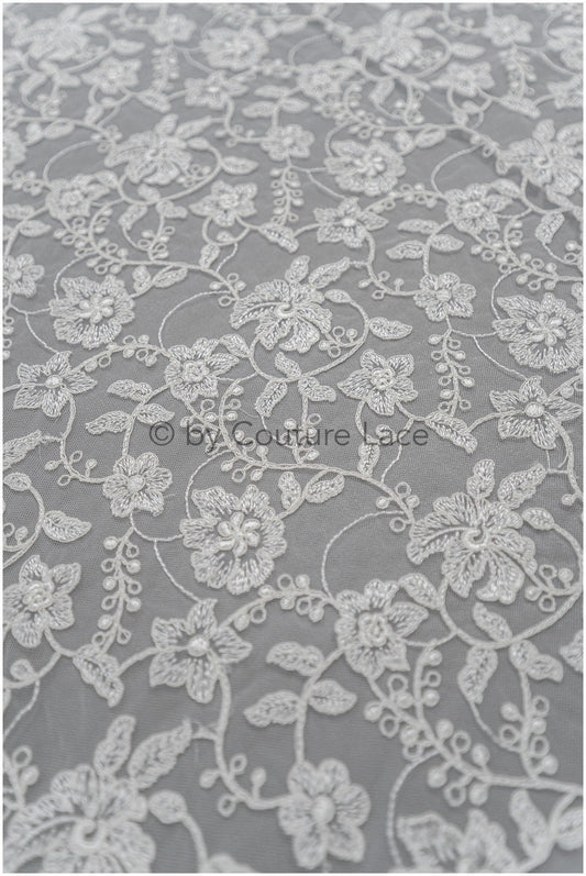 Romantischer Braut Spitzenstoff/ Off-White Spitzenstoff/ Braut Blumenspitze// L20-070