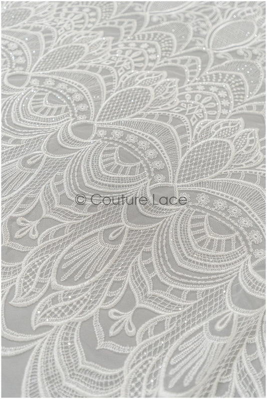 Boho Spitzenstoff Off-White/ Braut Spitzenstoff für Hochzeitskleid/ geometrische Boho Hochzeit Spitze// L21-202NRY