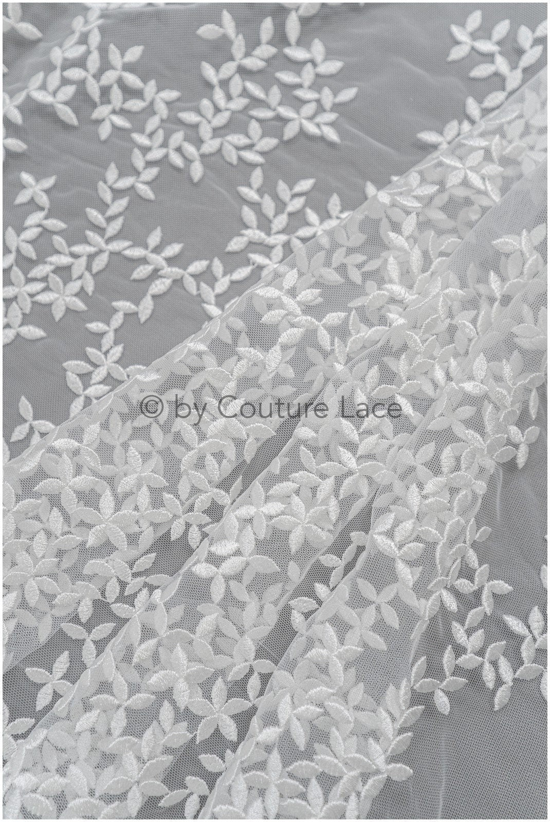 Bridal lace fabric off-white/ leaf lace fabric/ bridal floral lace/ gradient lace fabric// L21-043