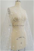 Perlen Brautspitzenstoff Off-White/ Spitzenstoff mit Perlen/ Braut Spitze/ floraler Spitzenstoff// L21-408
