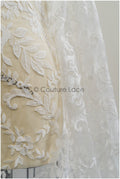 Bridal lace fabric off-white/ leaf lace fabric/ flower lace/ boho lace fabric/ boho bridal lace fabric// L21-409