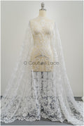Bridal lace fabric off-white/ leaf lace fabric/ flower lace/ boho lace fabric/ boho bridal lace fabric// L21-409