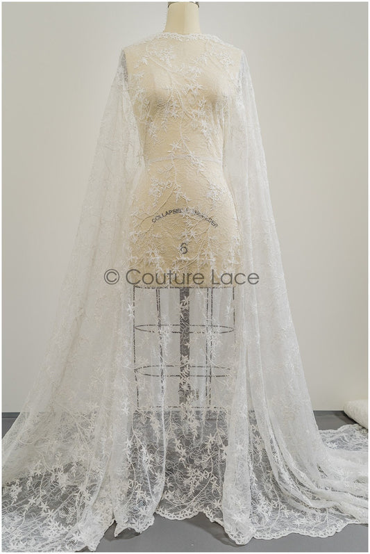 French lace fabric with floral pattern &amp; beads/ floral lace fabric/ bridal lace/ lingerie lace// L21-411