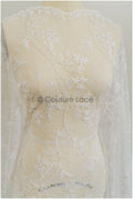 Französischer Spitzenstoff mit Blumenmuster & Perlen/ Blumen Spitzenstoff/ Brautspitze/ Dessous Spitze// L21-411