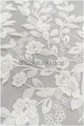 Pearl appliques 3D flowers, bridal flower patch, lace applique, wedding dress lace applique, bridal 3D flower patch // A21-094