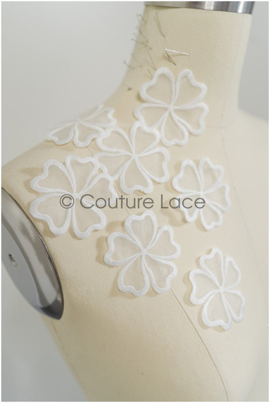 10pcs. 3D lace flowers for sewing on/ 3D flower lace applique/ wedding dress applique/ bridal lace// A21-061C