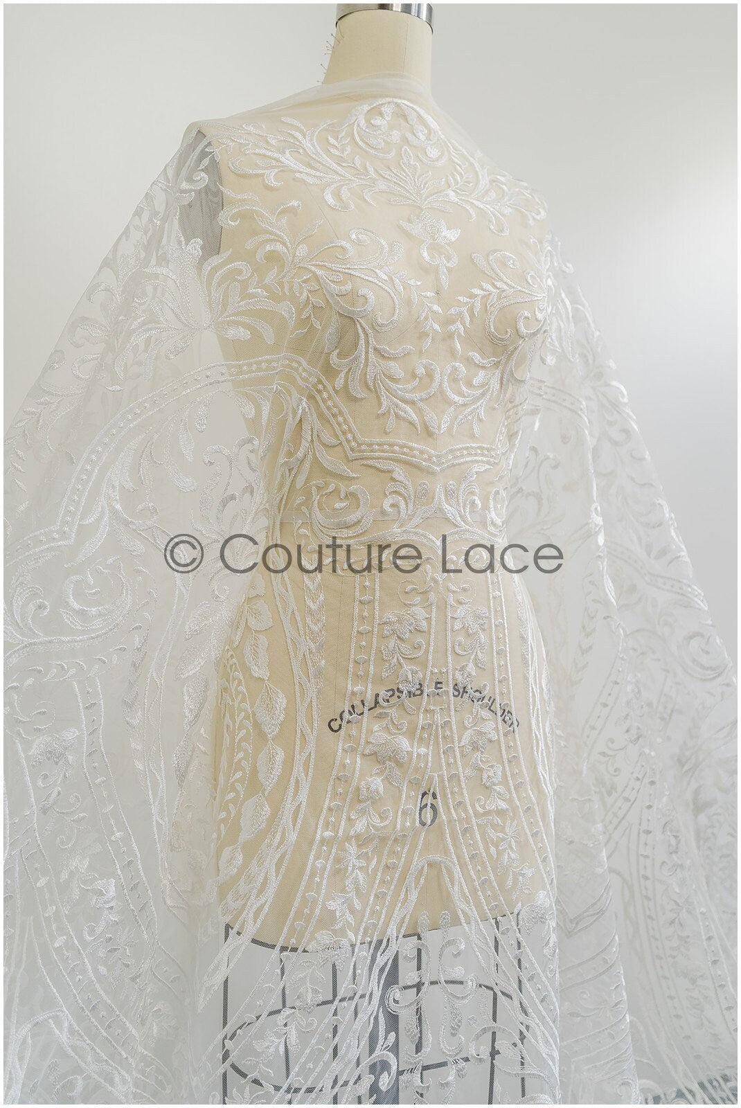 Orientalischer Spitzenstoff Off-White/ Hochzeitsspitze/ Braut Spitze/ Couture Spitze/ Brautkleid Hochzeitskleid Stoff// L21-050RY