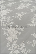 Romantischer floraler Spitzenstoff Off-White/ Braut Spitzenstoff/ florale Spitzenstickerei/ Blumenspitze mit Pailletten// L21-016NB